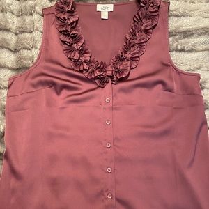 Ann Taylor Loft Sleeveless Ruffle Blouse